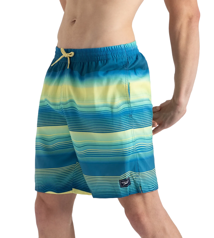 Men's Recycled Polyster Placement Printed Leisure Watershorts - Marine Blue & Pulcino