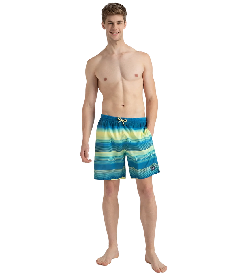Men's Recycled Polyster Placement Printed Leisure Watershorts - Marine Blue & Pulcino