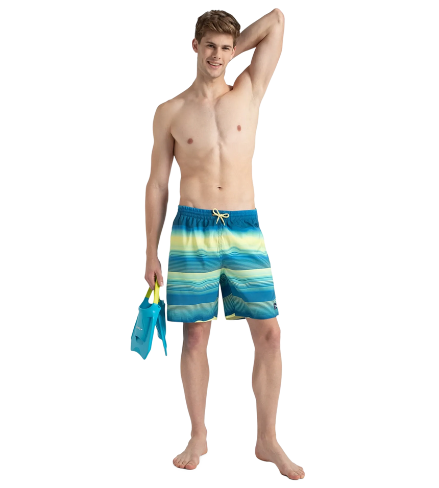 Men's Recycled Polyster Placement Printed Leisure Watershorts - Marine Blue & Pulcino