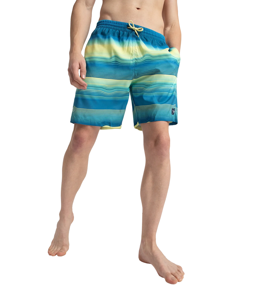 Men's Recycled Polyster Placement Printed Leisure Watershorts - Marine Blue & Pulcino