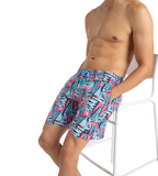 Men's Recycled Polyster Essential Printed Leisure Watershorts - Fandango Pink & Pure Blue