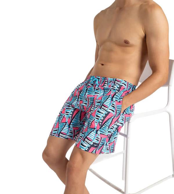 Men's Recycled Polyster Essential Printed Leisure Watershorts - Fandango Pink & Pure Blue