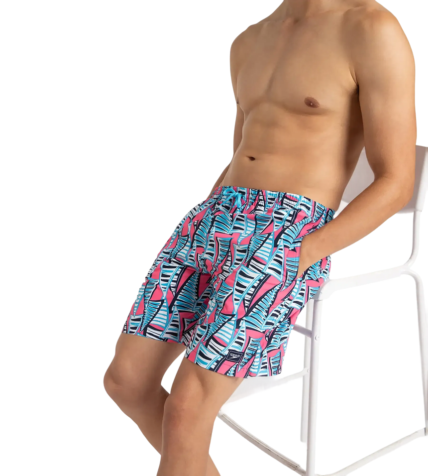 Men's Recycled Polyster Essential Printed Leisure Watershorts - Fandango Pink & Pure Blue