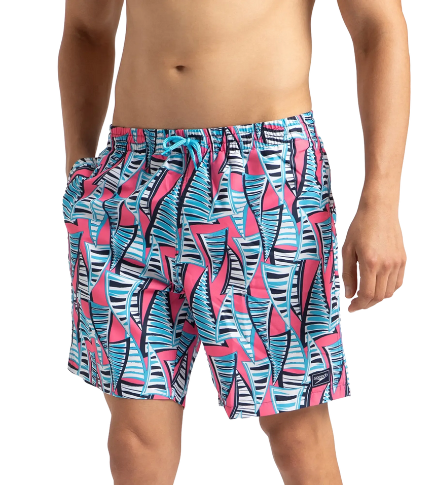 Men's Recycled Polyster Essential Printed Leisure Watershorts - Fandango Pink & Pure Blue