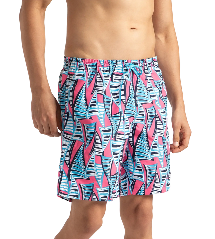 Men's Recycled Polyster Essential Printed Leisure Watershorts - Fandango Pink & Pure Blue