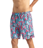 Men's Recycled Polyster Essential Printed Leisure Watershorts - Fandango Pink & Pure Blue