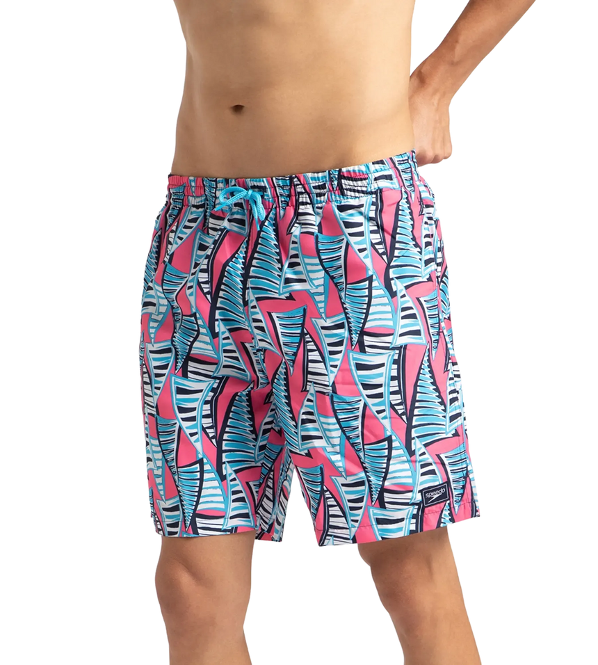 Men's Recycled Polyster Essential Printed Leisure Watershorts - Fandango Pink & Pure Blue
