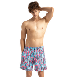 Men's Recycled Polyster Essential Printed Leisure Watershorts - Fandango Pink & Pure Blue