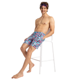 Men's Recycled Polyster Essential Printed Leisure Watershorts - Fandango Pink & Pure Blue