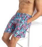 Men's Recycled Polyster Essential Printed Leisure Watershorts - Fandango Pink & Pure Blue