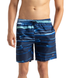 Men's Recycled Polyster Printed Leisure Watershorts - Pure Blue & Zaffre Blue
