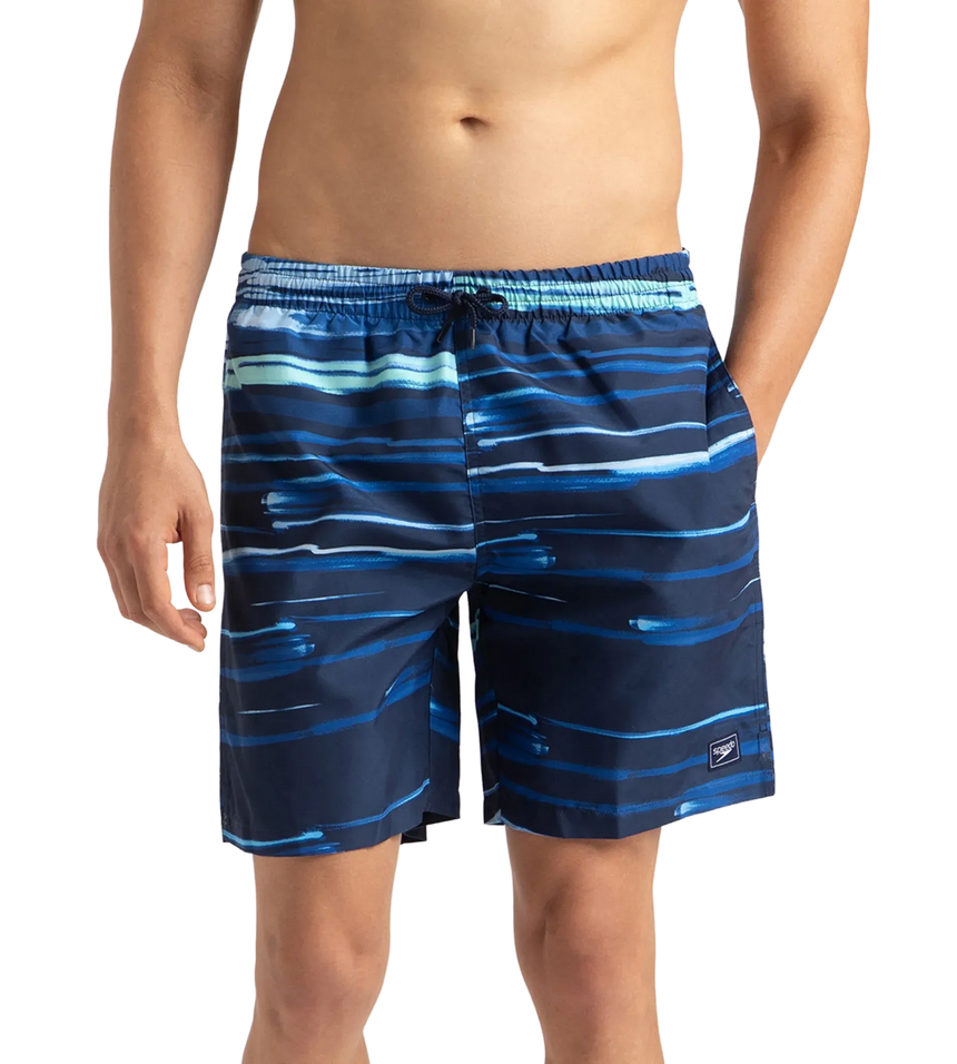 Men's Recycled Polyster Printed Leisure Watershorts - Pure Blue & Zaffre Blue
