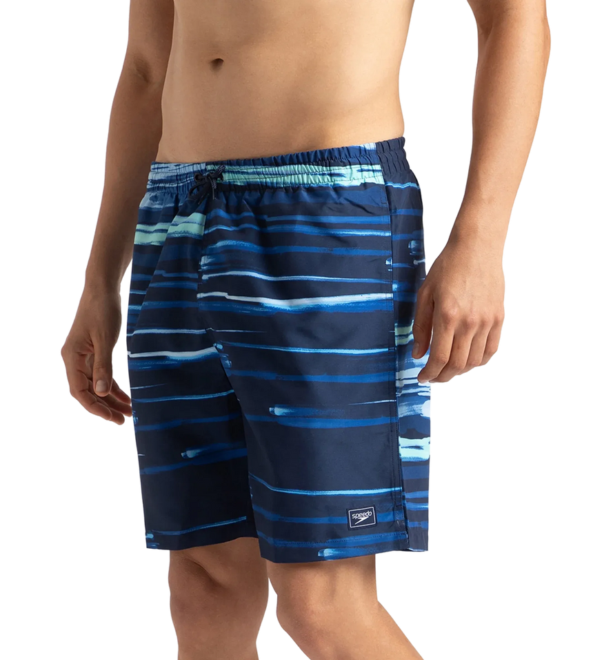 Men's Recycled Polyster Printed Leisure Watershorts - Pure Blue & Zaffre Blue