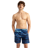 Men's Recycled Polyster Printed Leisure Watershorts - Pure Blue & Zaffre Blue