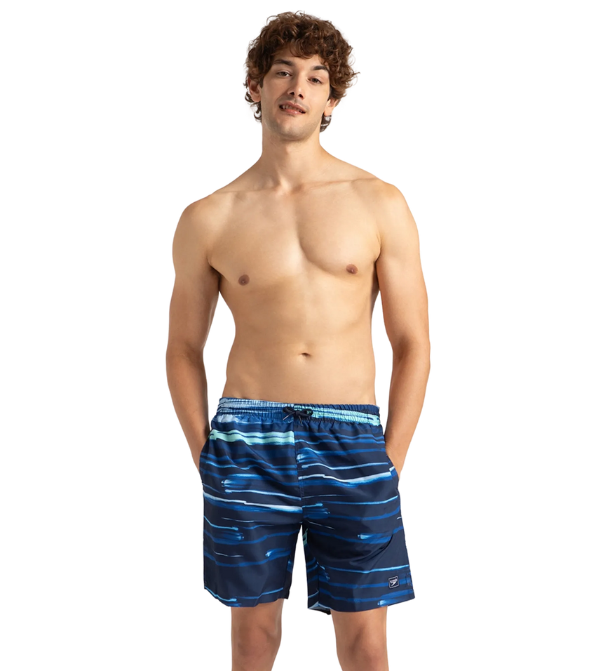 Men's Recycled Polyster Printed Leisure Watershorts - Pure Blue & Zaffre Blue