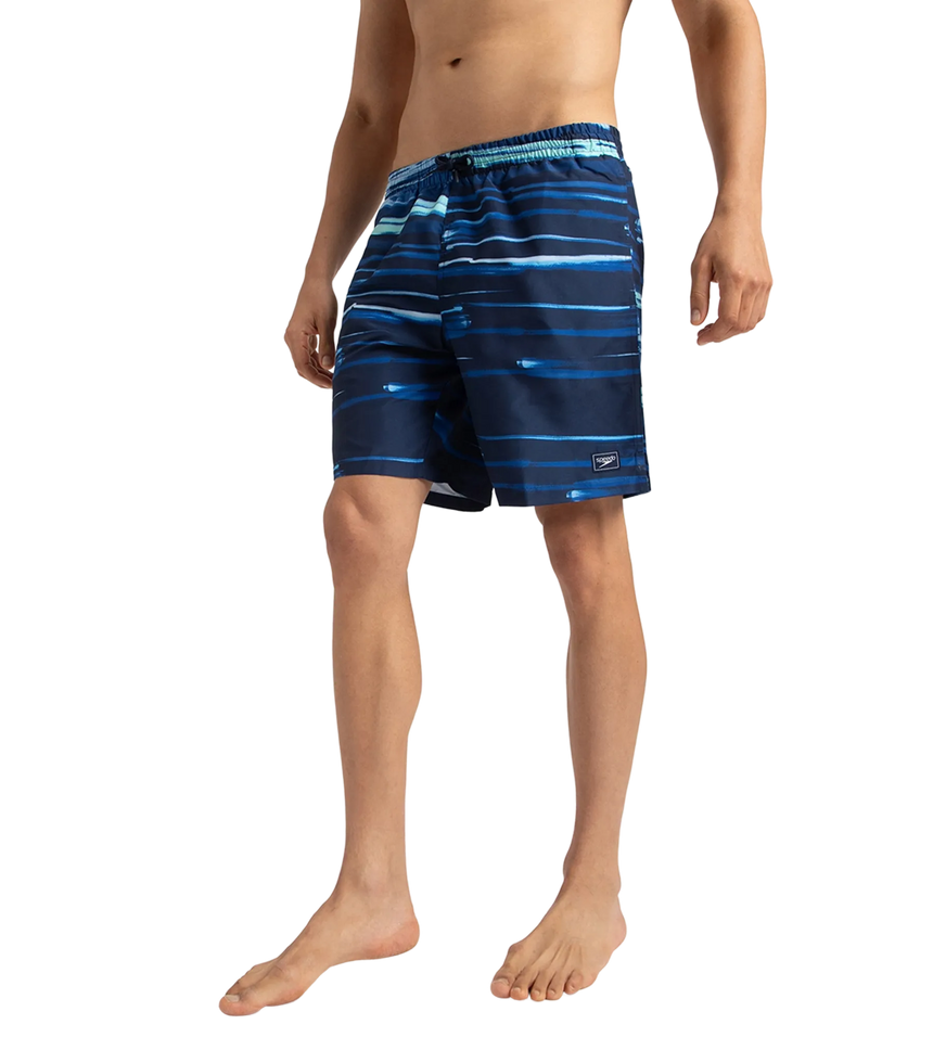 Men's Recycled Polyster Printed Leisure Watershorts - Pure Blue & Zaffre Blue