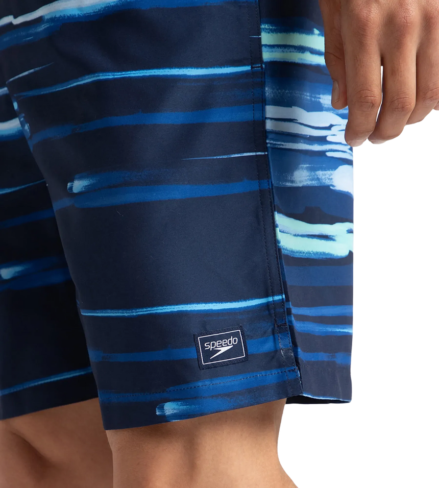 Men's Recycled Polyster Printed Leisure Watershorts - Pure Blue & Zaffre Blue