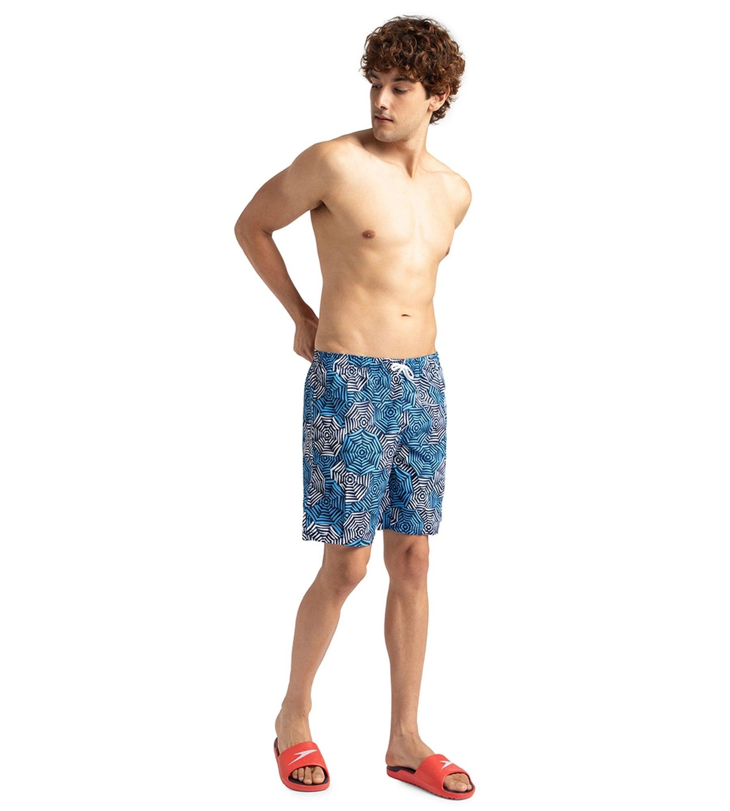 Men's Recycled Polyster Essential Printed Leisure Watershorts - Pure Blue & Tranquil Blue