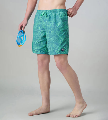 Men's 100% Polyester Essential Printed Watershorts With Side Pockets - Stellar & Turquoise