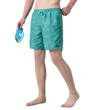 Men's 100% Polyester Essential Printed Watershorts With Side Pockets - Stellar & Turquoise