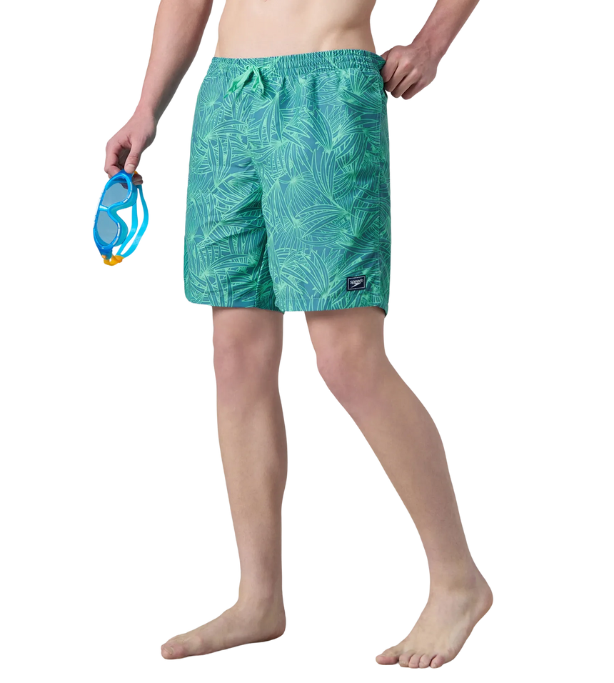 Men's 100% Polyester Essential Printed Watershorts With Side Pockets - Stellar & Turquoise