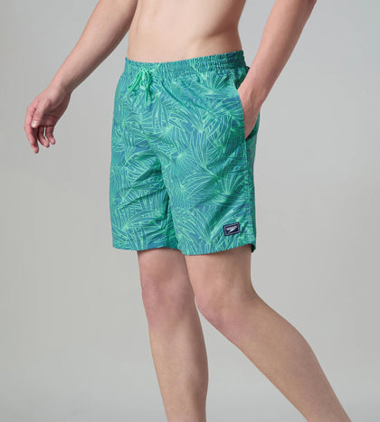 Men's 100% Polyester Essential Printed Watershorts With Side Pockets - Stellar & Turquoise