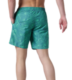 Men's 100% Polyester Essential Printed Watershorts With Side Pockets - Stellar & Turquoise