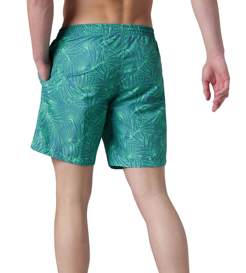 Men's 100% Polyester Essential Printed Watershorts With Side Pockets - Stellar & Turquoise