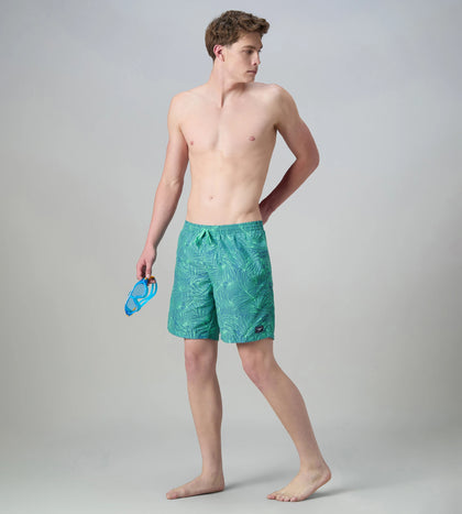 Men's 100% Polyester Essential Printed Watershorts With Side Pockets - Stellar & Turquoise