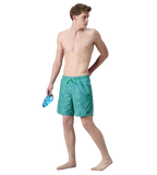 Men's 100% Polyester Essential Printed Watershorts With Side Pockets - Stellar & Turquoise