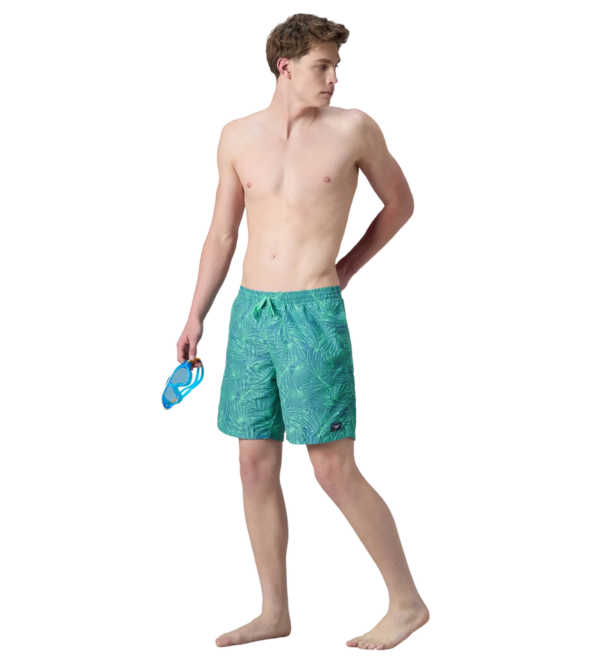 Men's 100% Polyester Essential Printed Watershorts With Side Pockets - Stellar & Turquoise