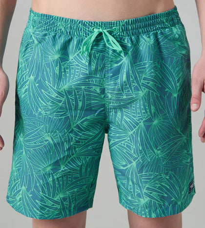 Men's 100% Polyester Essential Printed Watershorts With Side Pockets - Stellar & Turquoise