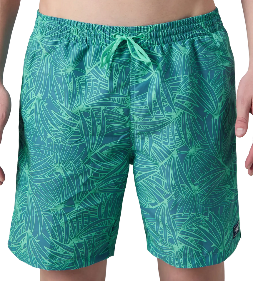 Men's 100% Polyester Essential Printed Watershorts With Side Pockets - Stellar & Turquoise