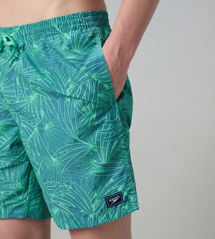Men's 100% Polyester Essential Printed Watershorts With Side Pockets - Stellar & Turquoise
