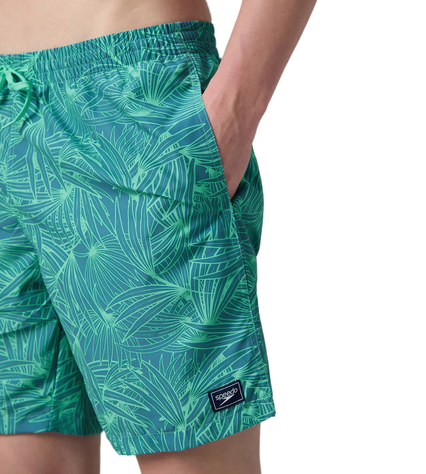 Men's 100% Polyester Essential Printed Watershorts With Side Pockets - Stellar & Turquoise