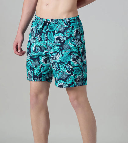 Men's 100% Polyester Essential Printed Watershorts With Side Pockets - Navy, Aquasplash & Sky