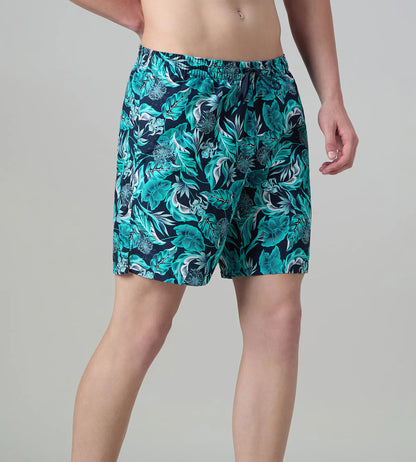 Men's 100% Polyester Essential Printed Watershorts With Side Pockets - Navy, Aquasplash & Sky