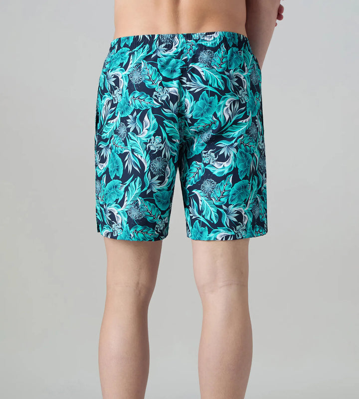 Men's 100% Polyester Essential Printed Watershorts With Side Pockets - Navy, Aquasplash & Sky