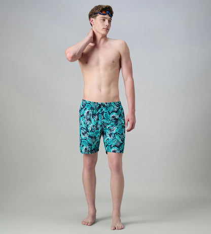 Men's 100% Polyester Essential Printed Watershorts With Side Pockets - Navy, Aquasplash & Sky