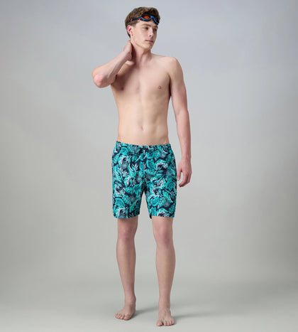 Men's 100% Polyester Essential Printed Watershorts With Side Pockets - Navy, Aquasplash & Sky