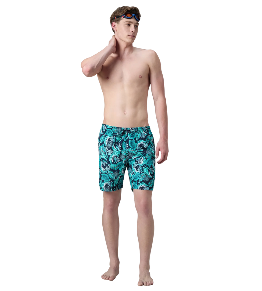 Men's 100% Polyester Essential Printed Watershorts With Side Pockets - Navy, Aquasplash & Sky