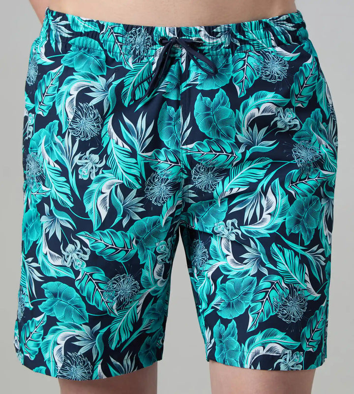 Men's 100% Polyester Essential Printed Watershorts With Side Pockets - Navy, Aquasplash & Sky