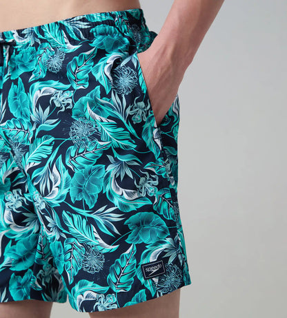 Men's 100% Polyester Essential Printed Watershorts With Side Pockets - Navy, Aquasplash & Sky