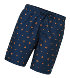 Men's 100% Polyester Essential Printed Watershorts With Side Pockets - Navy & Pure Oranga