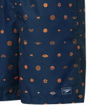 Men's 100% Polyester Essential Printed Watershorts With Side Pockets - Navy & Pure Oranga