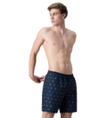 Men's 100% Polyester Essential Printed Watershorts With Side Pockets - Navy & Pure Oranga