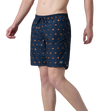 Men's 100% Polyester Essential Printed Watershorts With Side Pockets - Navy & Pure Oranga