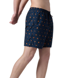 Men's 100% Polyester Essential Printed Watershorts With Side Pockets - Navy & Pure Oranga