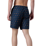 Men's 100% Polyester Essential Printed Watershorts With Side Pockets - Navy & Pure Oranga