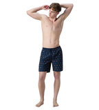 Men's 100% Polyester Essential Printed Watershorts With Side Pockets - Navy & Pure Oranga